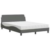 Letto con Materasso Grigio Scuro 140x190 cm Tessuto 3208385