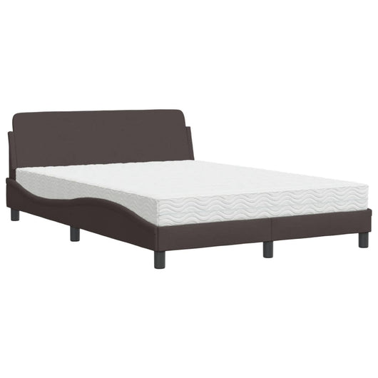 Letto con Materasso Marrone Scuro 140x190cm Tessuto 3208387