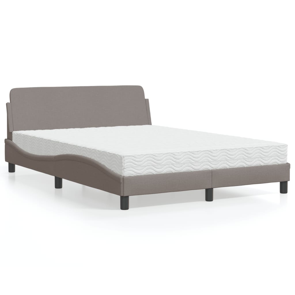 Letto con Materasso Tortora 140x190 cm in Tessuto 3208388