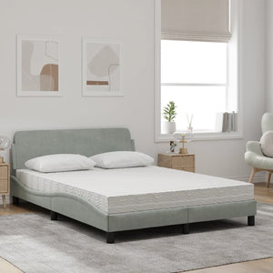 Letto con Materasso Grigio Chiaro 140x190 cm in Velluto 3208391