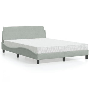 Letto con Materasso Grigio Chiaro 140x190 cm in Velluto 3208391