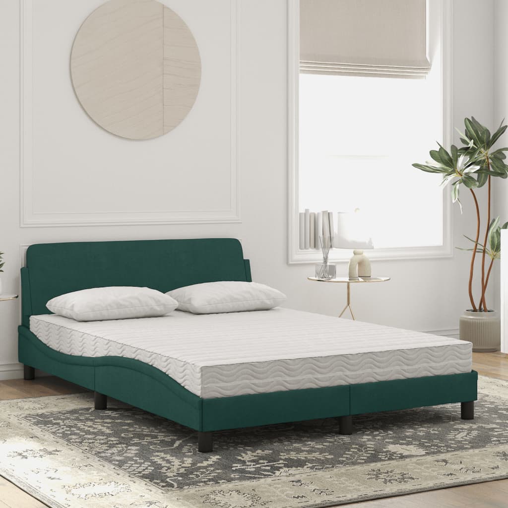 Letto con Materasso Verde Scuro 140x190 cm in Velluto 3208394