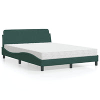 Letto con Materasso Verde Scuro 140x190 cm in Velluto 3208394