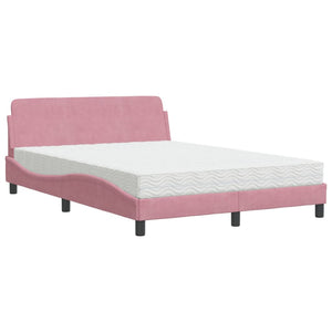 Letto con Materasso Rosa 140x190 cm in Velluto 3208396