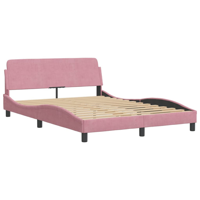 Letto con Materasso Rosa 140x190 cm in Velluto 3208396