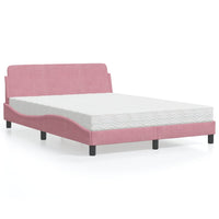 Letto con Materasso Rosa 140x190 cm in Velluto 3208396