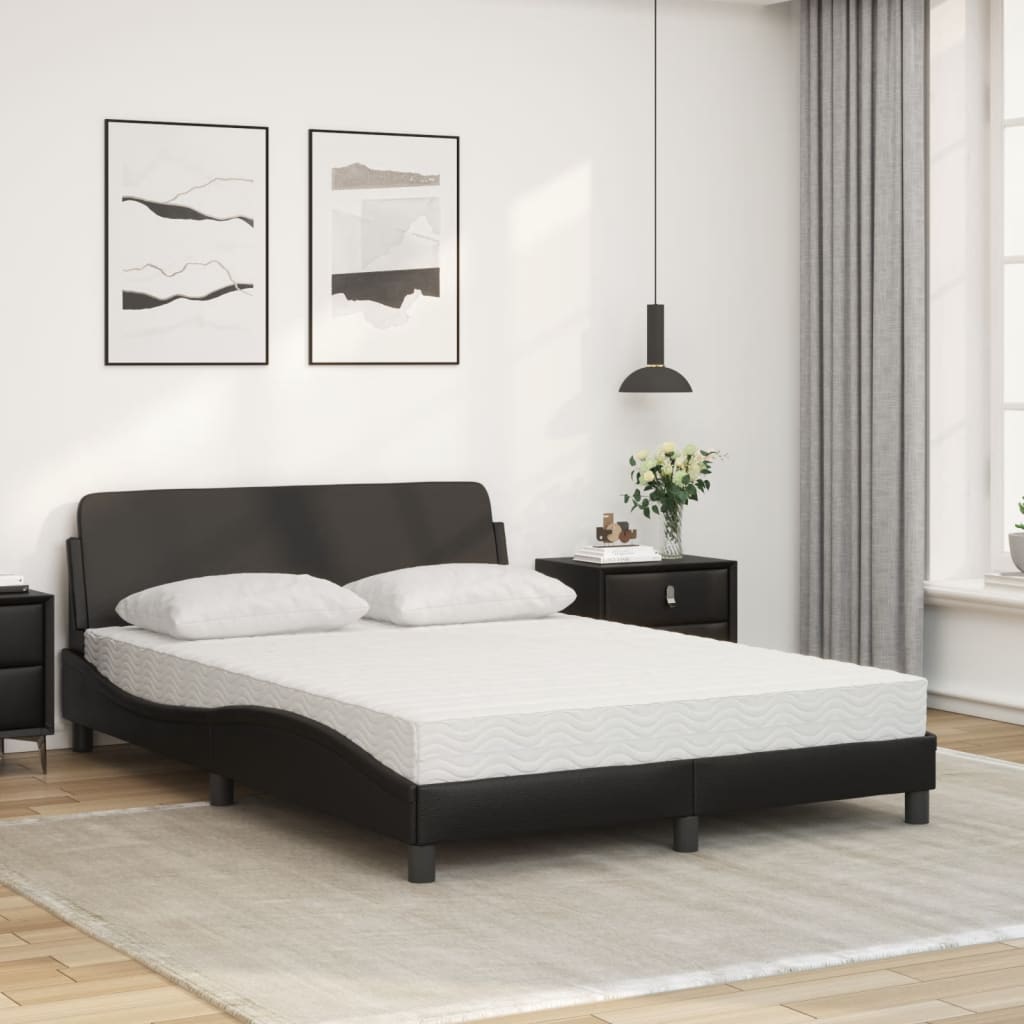 Letto con Materasso Nero 140x190 cm in Similpelle 3208397