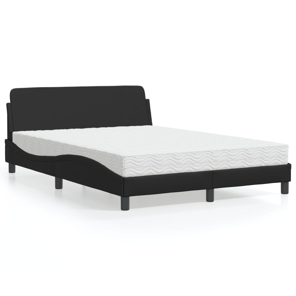 Letto con Materasso Nero 140x190 cm in Similpelle 3208397