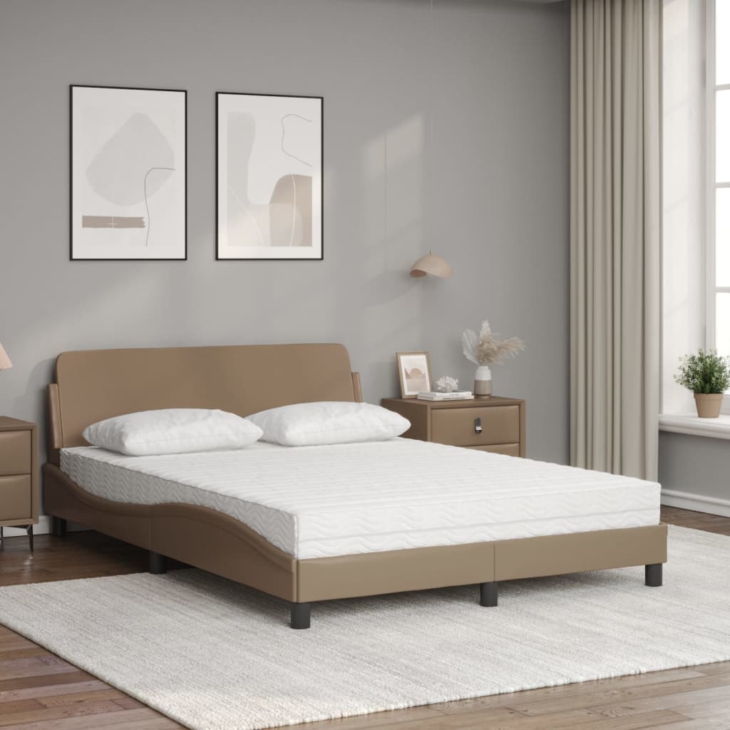 Letto con Materasso Cappuccino 140x190cm Similpelle 3208401