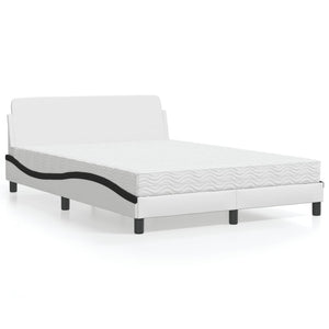 Letto con Materasso Bianco e Nero 140x190 cm in Similpelle 3208403