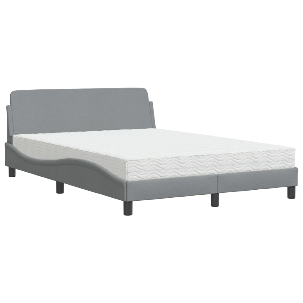 Letto con Materasso Grigio Chiaro 140x200cm Tessuto 3208404