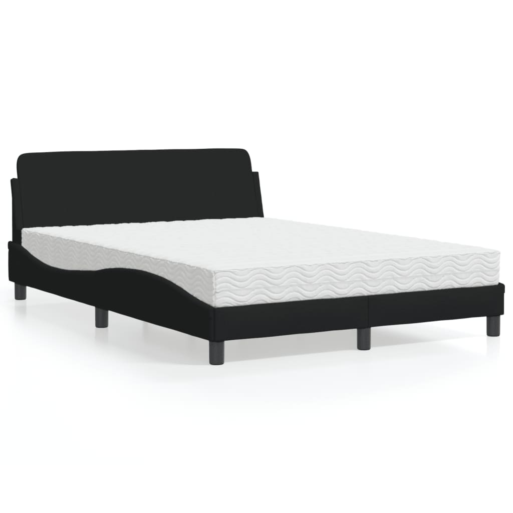 Letto con Materasso Nero 140x200 cm in Tessuto 3208406