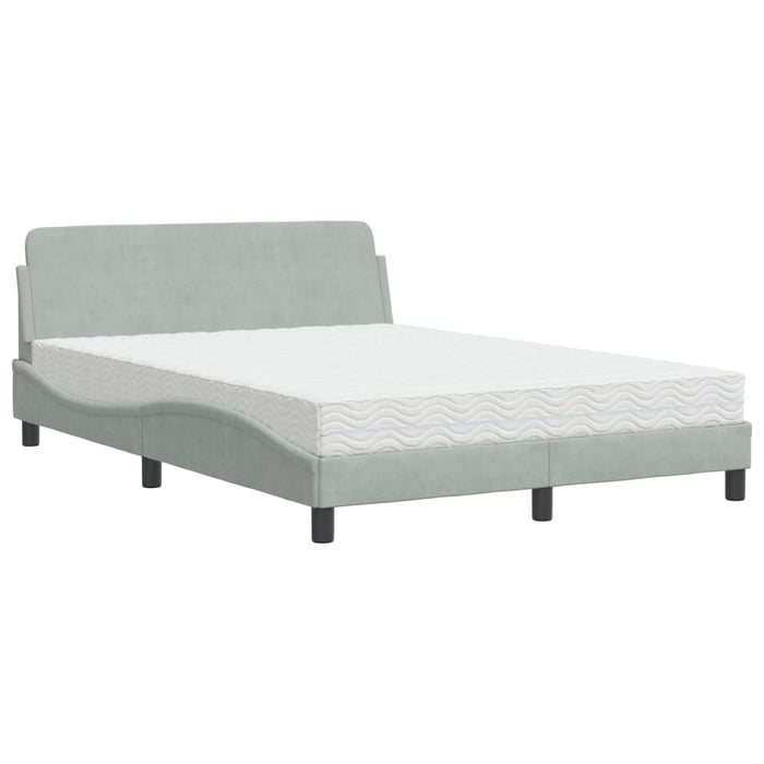 Letto con Materasso Grigio Chiaro 140x200 cm in Velluto 3208411