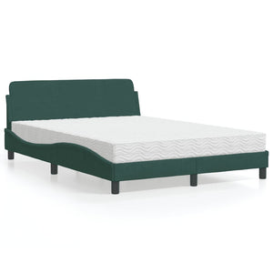 Letto con Materasso Verde Scuro 140x200 cm in Velluto 3208414