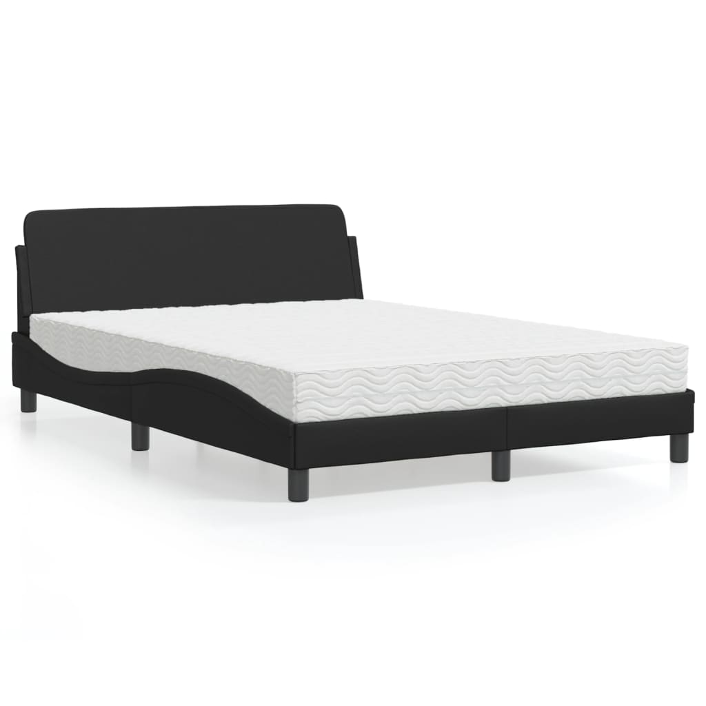 Letto con Materasso Nero 140x200 cm in Similpelle 3208417