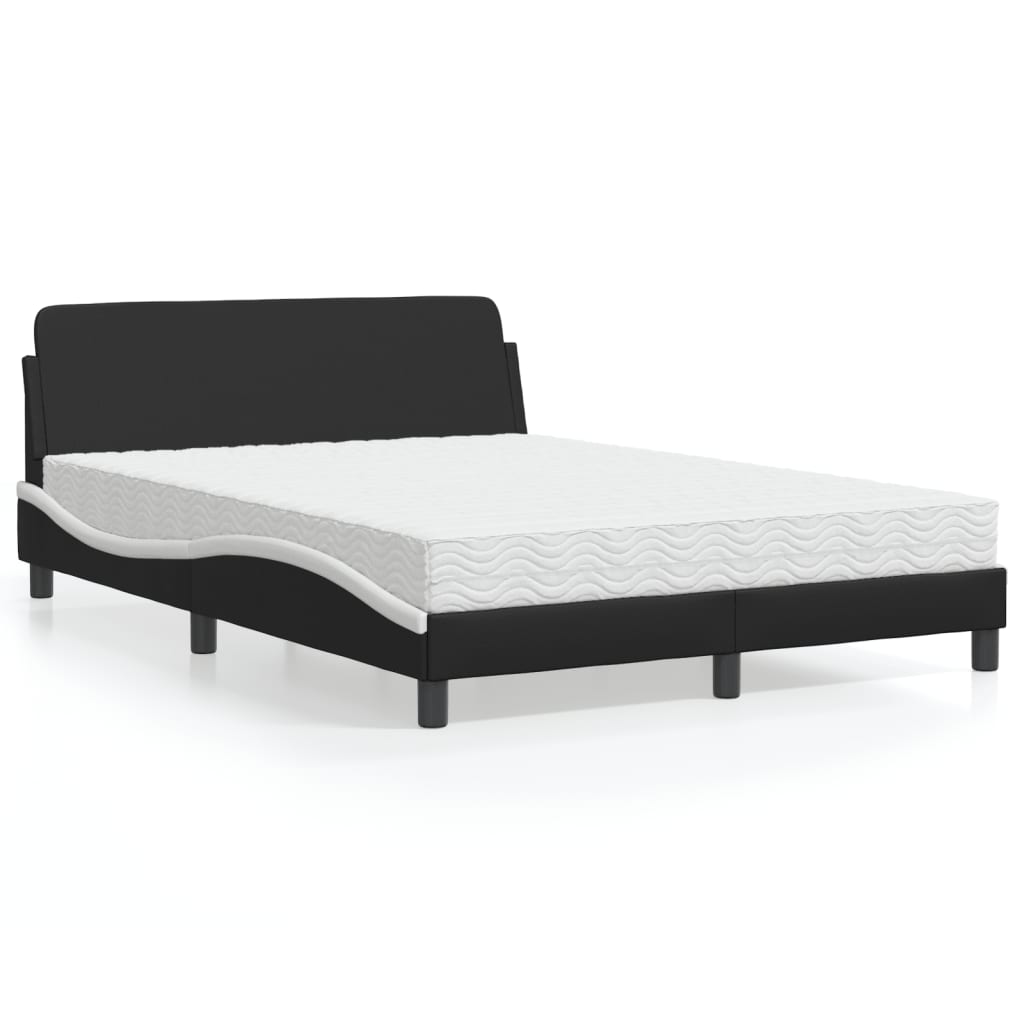 Letto con Materasso Nero e Bianco 140x200 cm in Similpelle 3208422