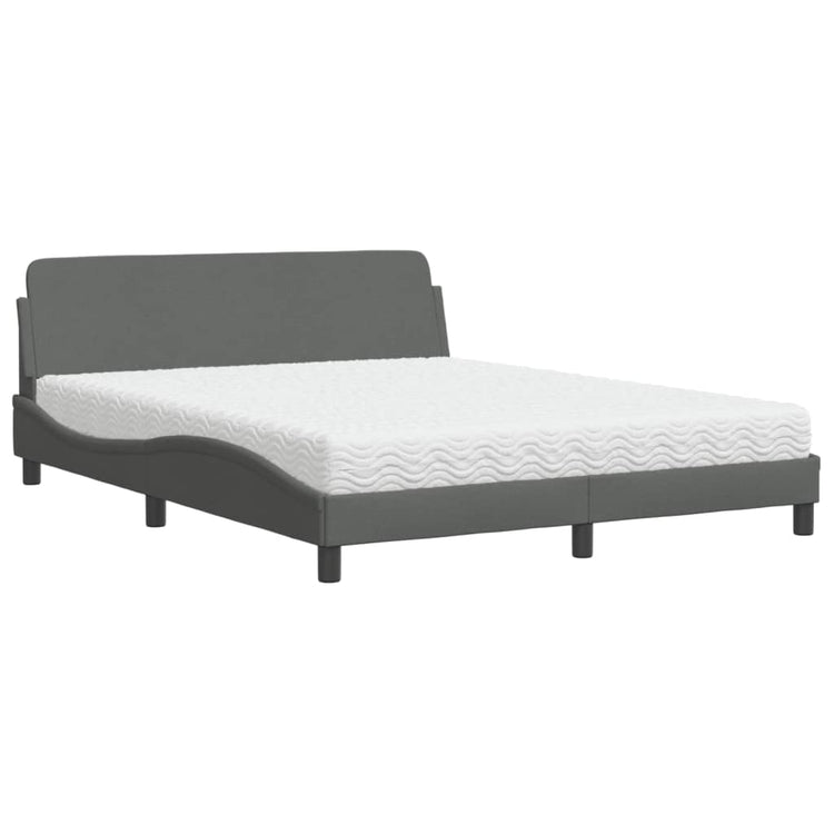 Letto con Materasso Grigio Scuro 160x200 cm Tessuto 3208425