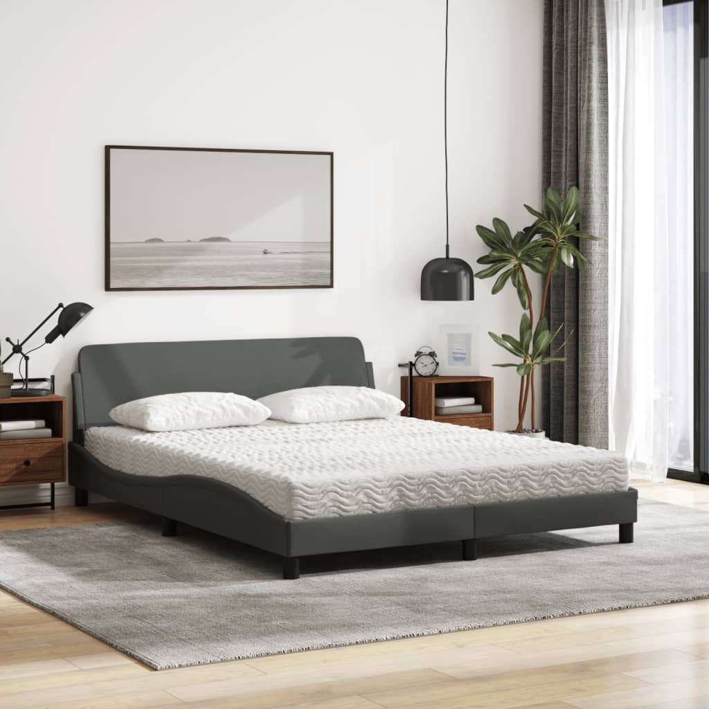 Letto con Materasso Grigio Scuro 160x200 cm Tessuto 3208425