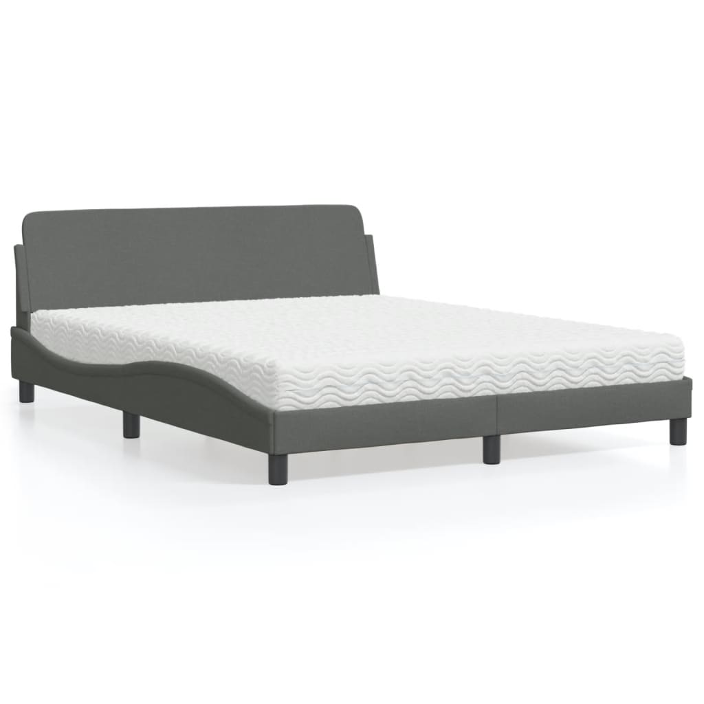 Letto con Materasso Grigio Scuro 160x200 cm Tessuto 3208425