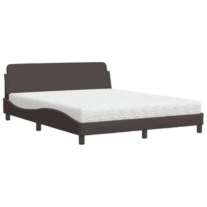 Letto con Materasso Marrone Scuro 160x200cm Tessuto 3208427