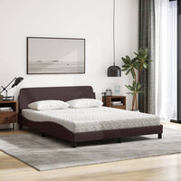 Letto con Materasso Marrone Scuro 160x200cm Tessuto 3208427