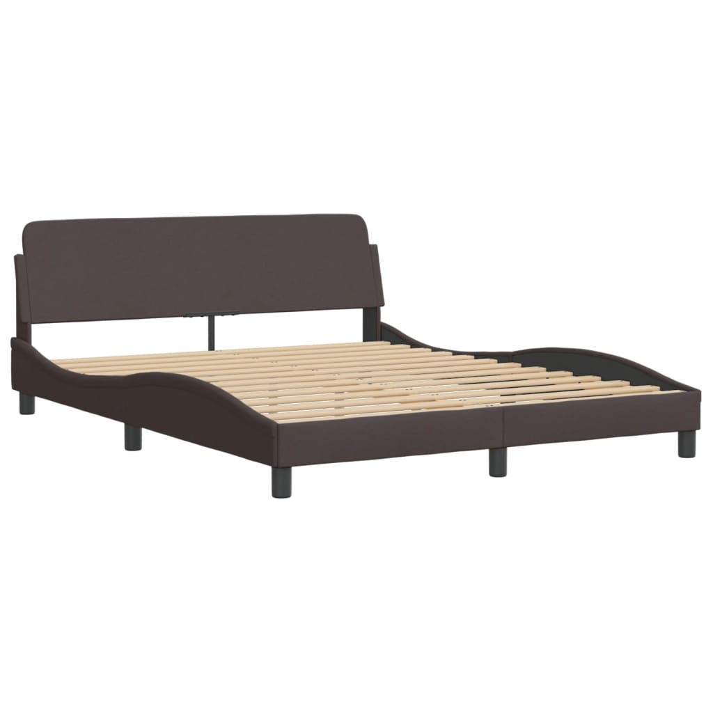 Letto con Materasso Marrone Scuro 160x200cm Tessuto 3208427