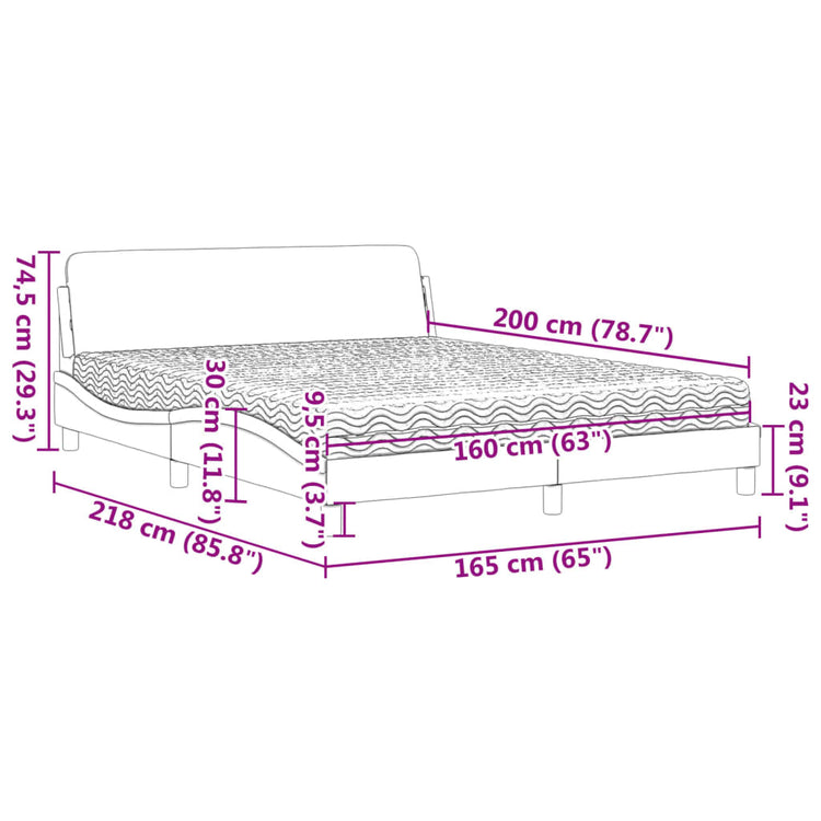 Letto con Materasso Marrone Scuro 160x200cm Tessuto 3208427