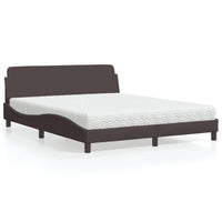 Letto con Materasso Marrone Scuro 160x200cm Tessuto 3208427