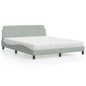 Letto con Materasso Grigio Chiaro 160x200 cm in Velluto 3208431