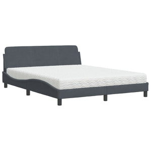 Letto con Materasso Grigio Scuro 160x200 cm in Velluto 3208432