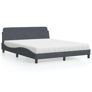 Letto con Materasso Grigio Scuro 160x200 cm in Velluto 3208432