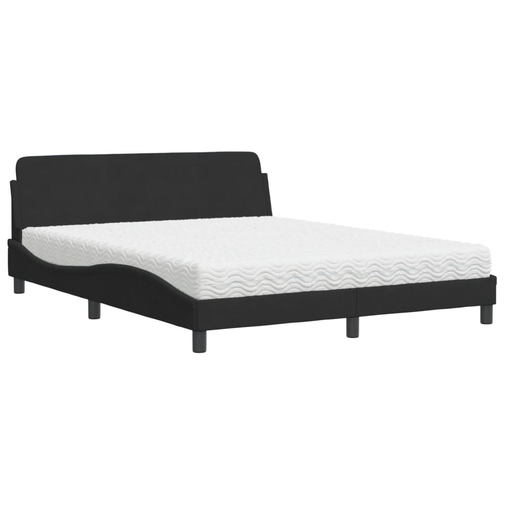 Letto con Materasso Nero 160x200 cm in Velluto 3208433