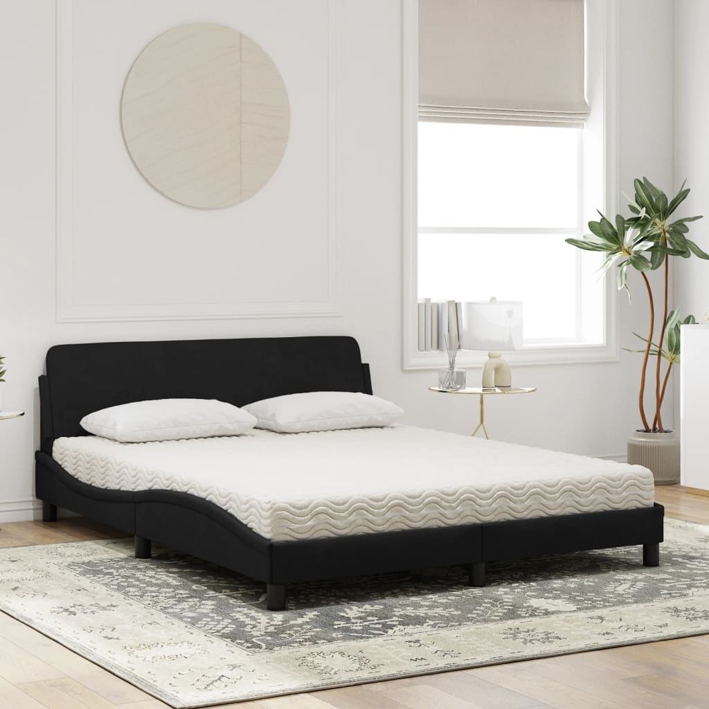 Letto con Materasso Nero 160x200 cm in Velluto 3208433