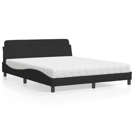 Letto con Materasso Nero 160x200 cm in Velluto 3208433