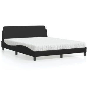 Letto con Materasso Nero 160x200 cm in Similpelle 3208437