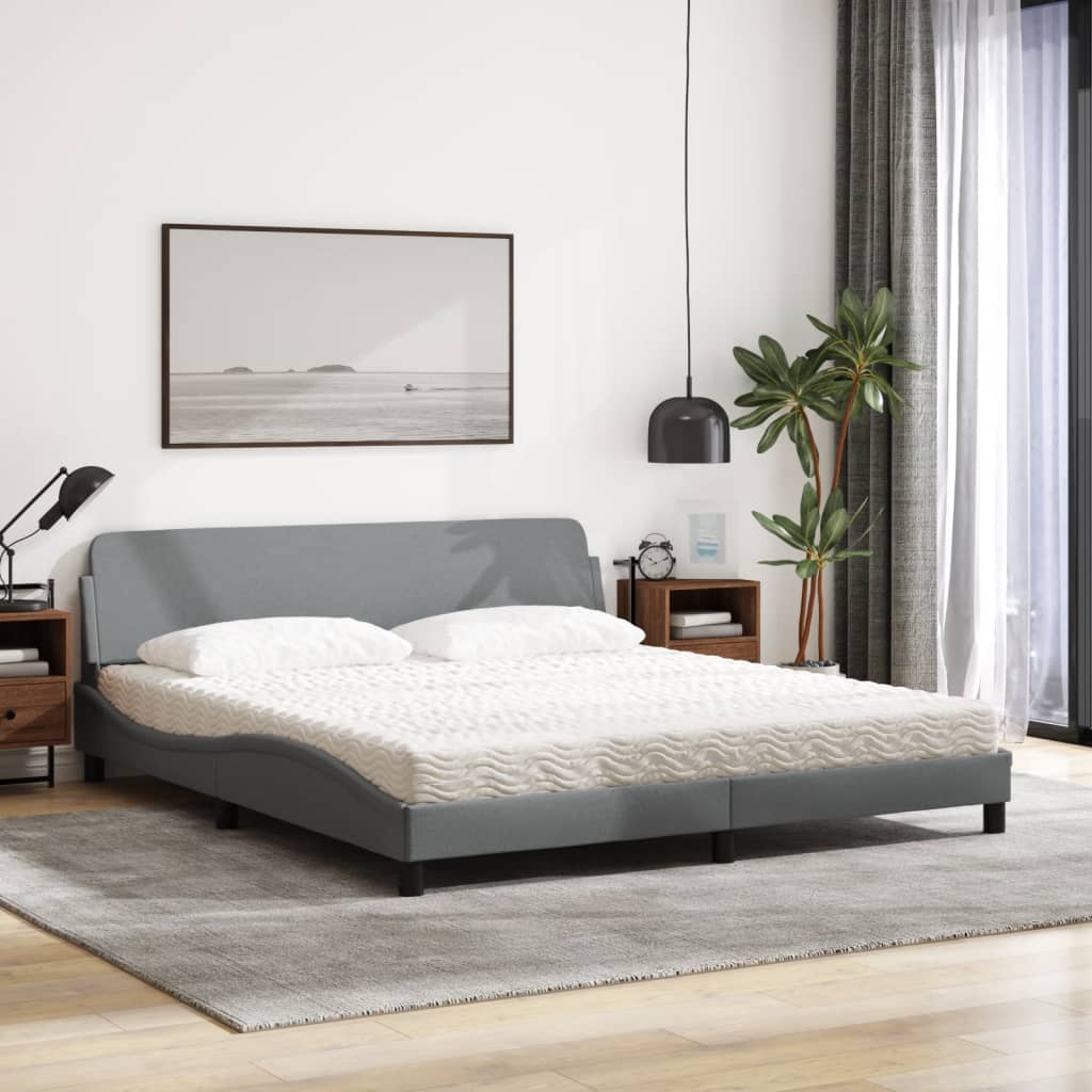 Letto con Materasso Grigio Chiaro180x200 cm Tessuto 3208444