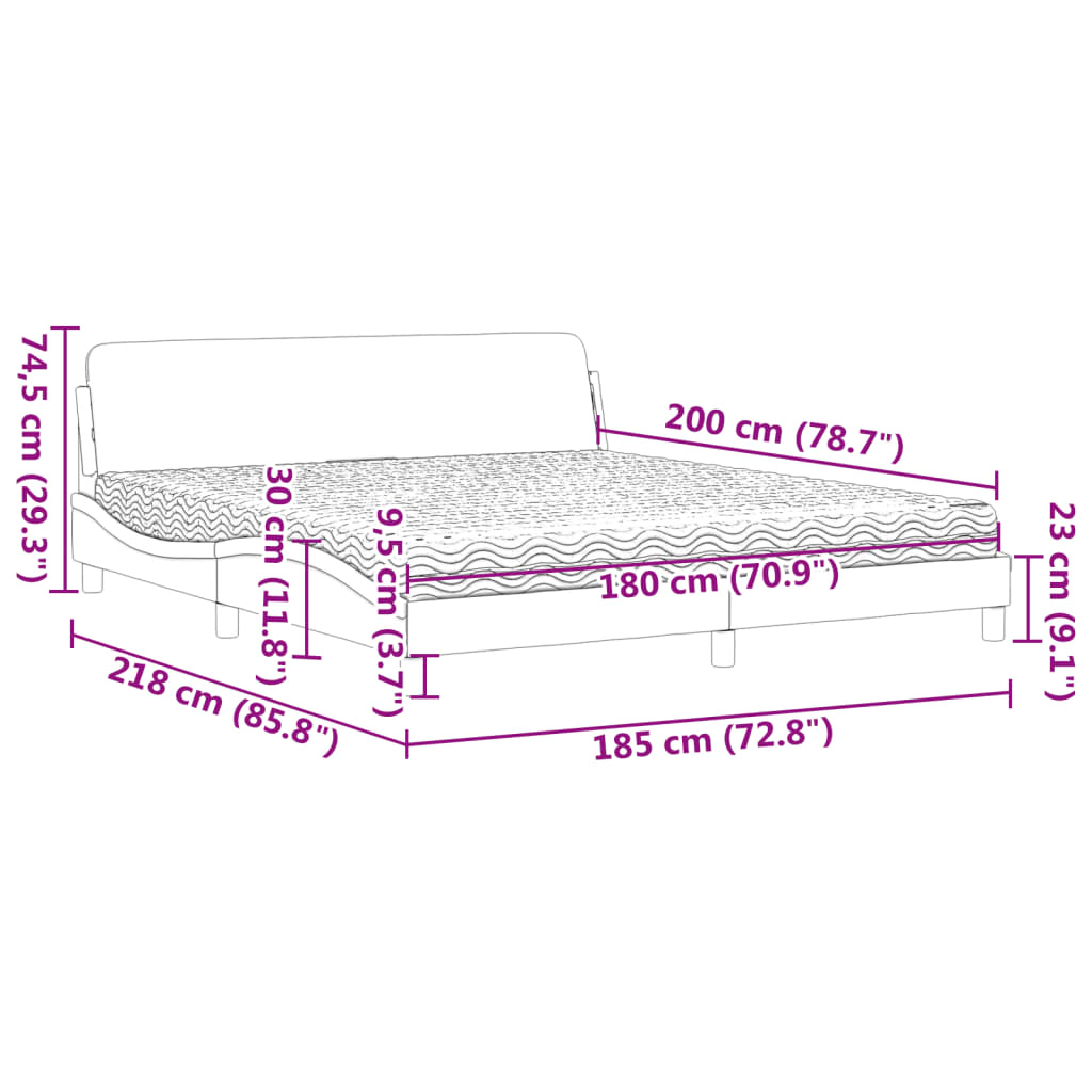 Letto con Materasso Tortora 180x200 cm in Tessuto 3208448