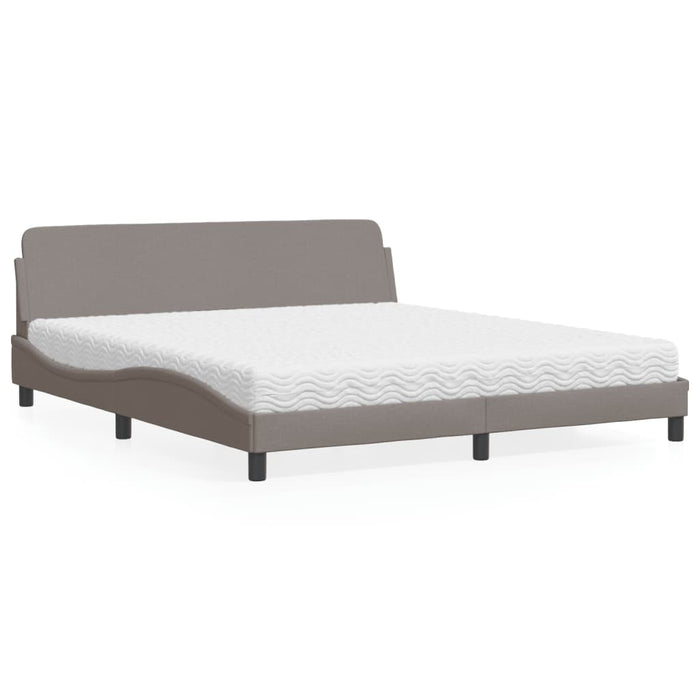 Letto con Materasso Tortora 180x200 cm in Tessuto 3208448