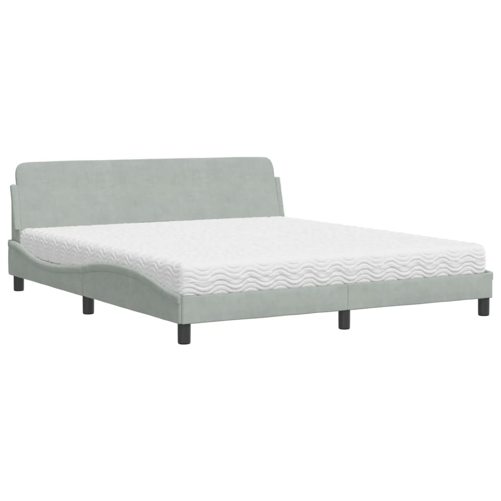 Letto con Materasso Grigio Chiaro 180x200 cm in Velluto 3208451