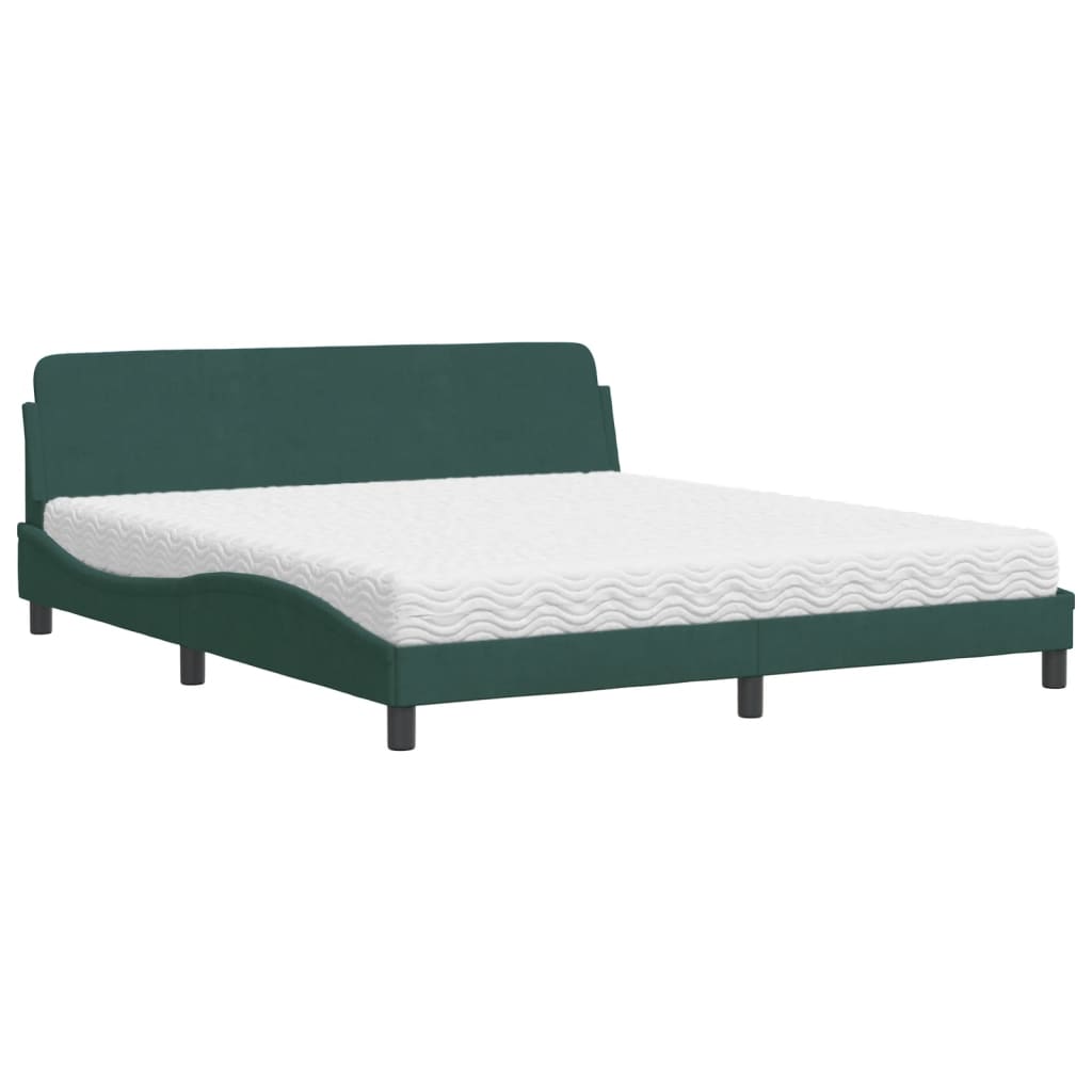 Letto con Materasso Verde Scuro 180x200 cm in Velluto 3208454