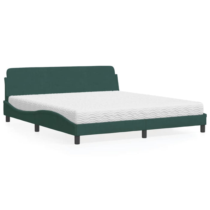 Letto con Materasso Verde Scuro 180x200 cm in Velluto 3208454