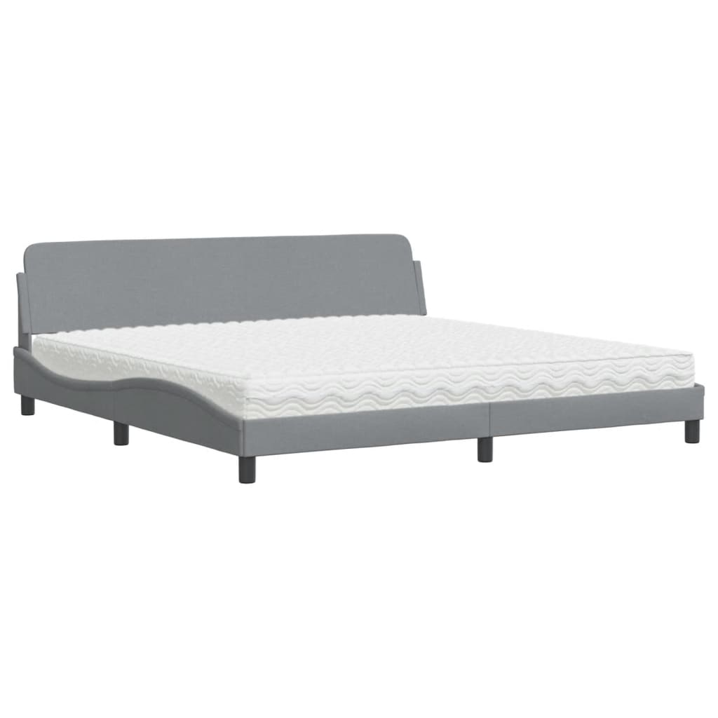 Letto con Materasso Grigio Chiaro 200x200 cm in Tessuto 3208464