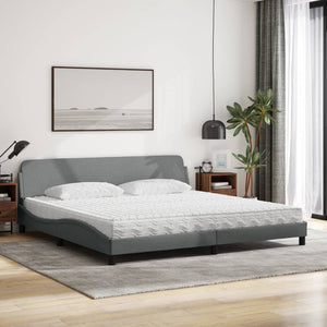 Letto con Materasso Grigio Chiaro 200x200 cm in Tessuto 3208464