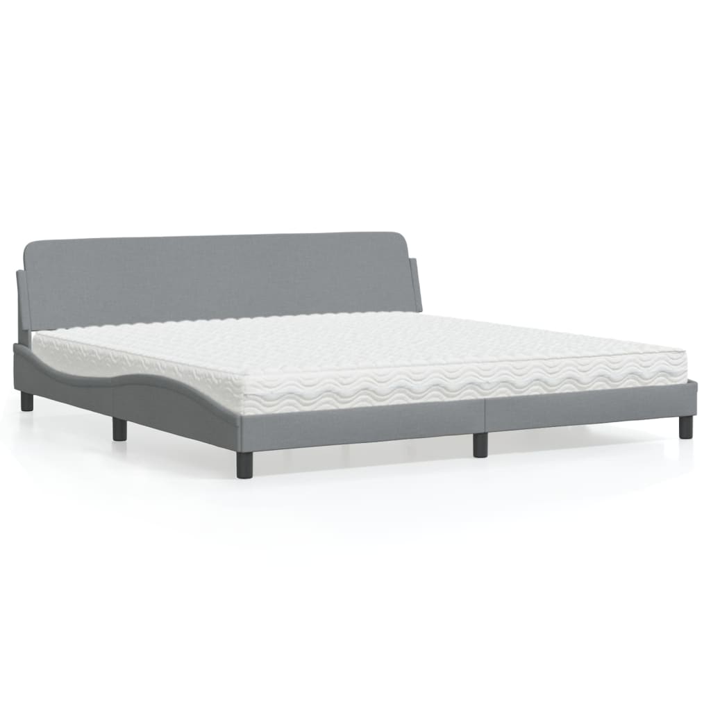 Letto con Materasso Grigio Chiaro 200x200 cm in Tessuto 3208464