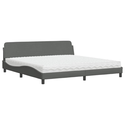 Letto con Materasso Grigio Scuro 200x200 cm in Tessuto 3208465