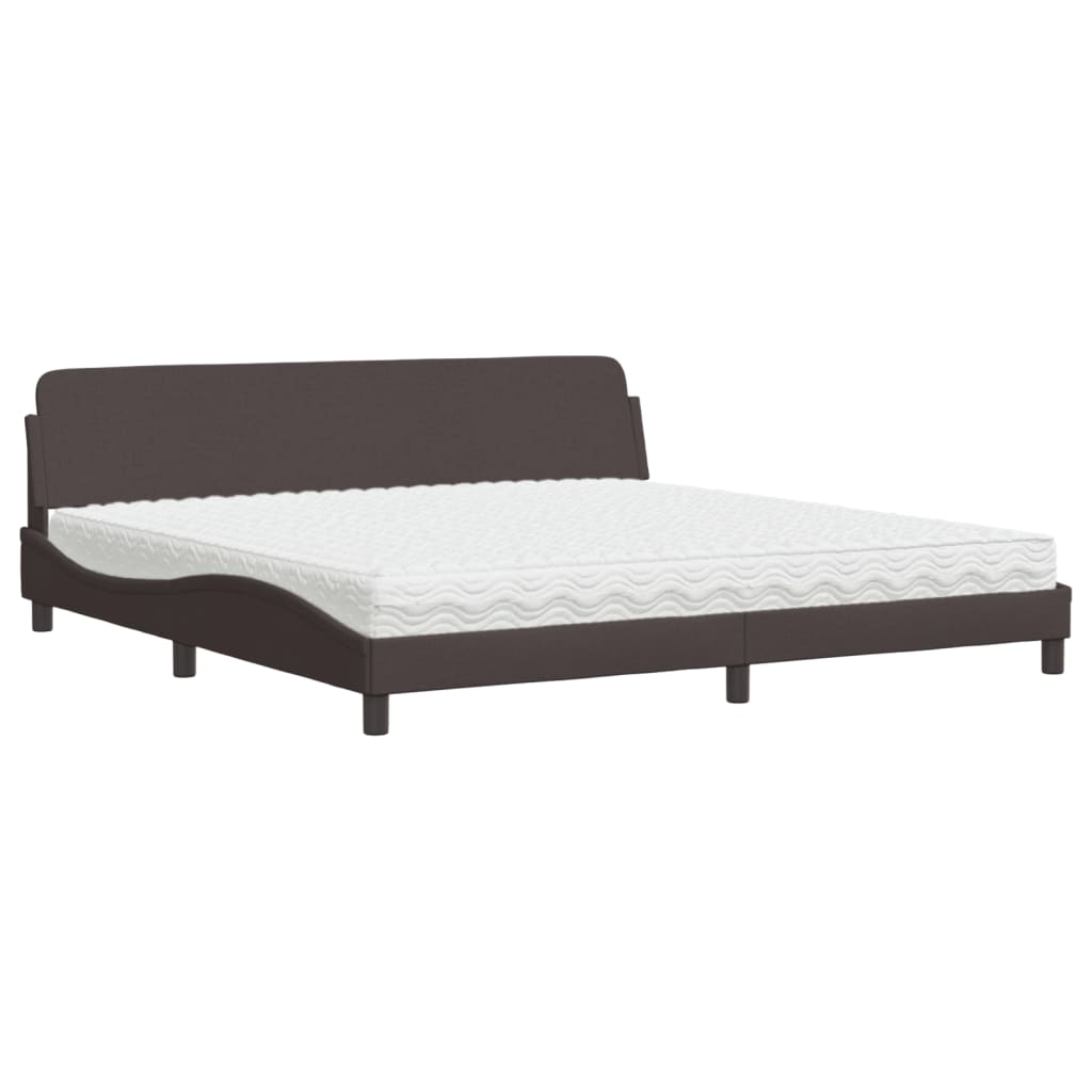 Letto con Materasso Marrone Scuro 200x200 cm in Tessuto 3208467