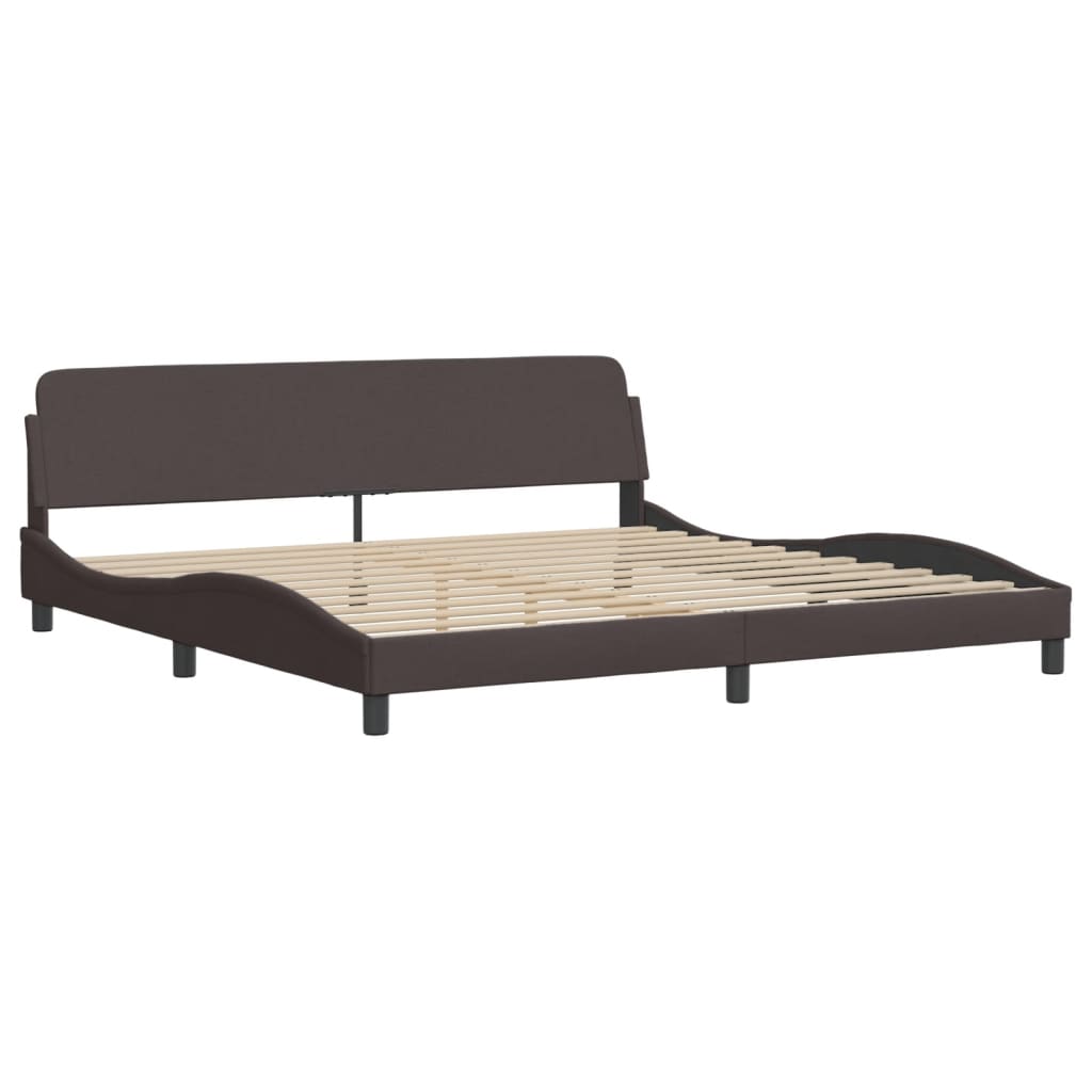 Letto con Materasso Marrone Scuro 200x200 cm in Tessuto 3208467