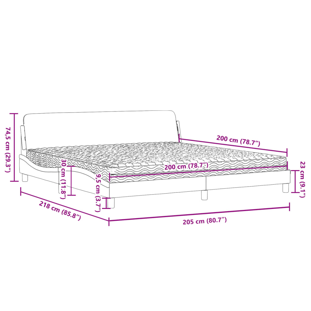 Letto con Materasso Marrone Scuro 200x200 cm in Tessuto 3208467