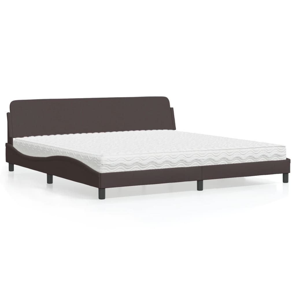 Letto con Materasso Marrone Scuro 200x200 cm in Tessuto 3208467