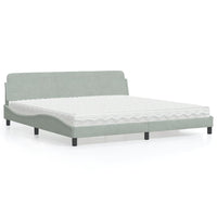 Letto con Materasso Grigio Chiaro 200x200cm Velluto 3208471